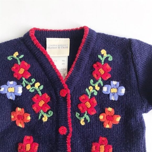 Vintage Laura Ashley Mother & Child cardigan 6m - Picture 2 of 5